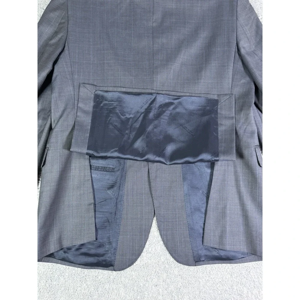 Ermenegildo Zegna Traveller Saks 100% Wool Blazer Blue Windowpane 42R Italy Made